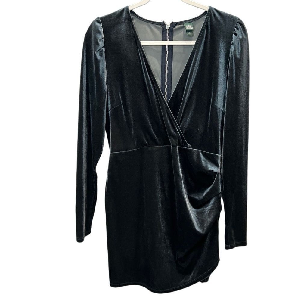 Wild Fable Velvet Wrap Dress grey size medium